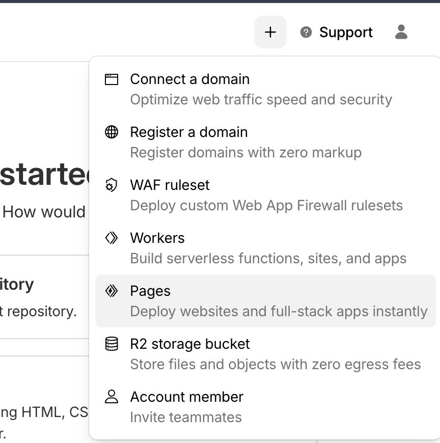 Cloudflare Pages Menu
