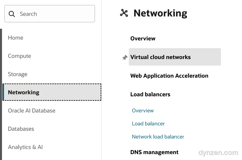Networking 메뉴